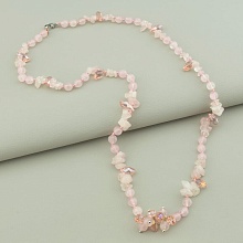 картинка Бусы 'SUNSTONES' Розовый кварц Чешский хрусталь 49 см от магазина Wolves