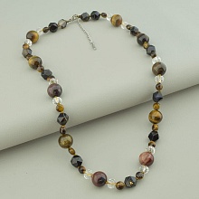 картинка Бусы 'SUNSTONES' Бычий глаз Тигровый глаз Агат 52 см от магазина Wolves