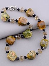 картинка Бусы Яшма Чешский хрусталь 48 см от магазина Wolves