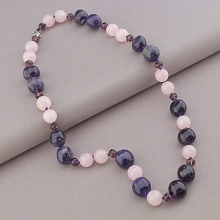 картинка Бусы 'SUNSTONES' Розовый кварц Аметист Чешский хрусталь 56 см от магазина Wolves