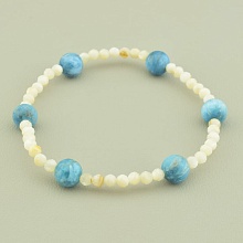 картинка Браслет 'SUNSTONES' Ларимар Перламутр 19 см от магазина Wolves