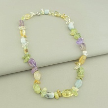 картинка Бусы из стали с самоцветами, разноцветные, на карабине 56 см от магазина Wolves