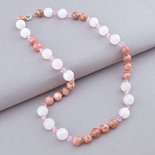картинка Бусы 'SUNSTONES' Розовый кварц Родохрозит Чешский хрусталь 55 см от магазина Wolves