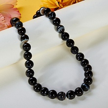 картинка Элитные Бусы Агат (Чёрный) на карабине от магазина Wolves