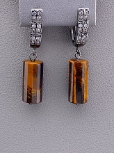 картинка Серьги 'SUNSTONES' Тигровый глаз  (хром) от магазина Wolves