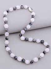 картинка Бусы 'SUNSTONES' Розовый кварц Лабрадор 45 см от магазина Wolves