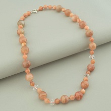 картинка Бусы из солнечного камня и чешского хрусталя, с серебряным карабином (925) от магазина Wolves