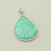 картинка Кулон с амазонитом в форме капли в оправе 43x30 мм от магазина Wolves