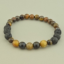 картинка Браслет на резинке из лавы и тигрового глаза от магазина Wolves