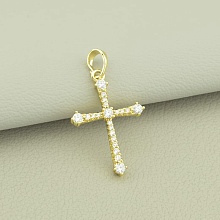 картинка Крестик 'XUPING' Фианит (позолота 18к (лимонная)) от магазина Wolves