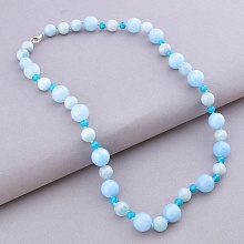 картинка Бусы 'SUNSTONES' Аквамарин Серебро(925) 52 см от магазина Wolves