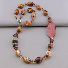 картинка Бусы на замочке из яшмы, раухтопаза и пирита от магазина Wolves