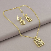 картинка Подвеска+Серьги Фианит 44 см (позолота 14k (лимонная)) от магазина Wolves