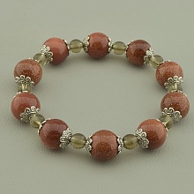 картинка Браслет 'SUNSTONES' Золотой Песок Раухтопаз 18 см от магазина Wolves