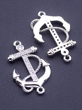 картинка Коннектор Фианит 17х14 (родий) от магазина Wolves