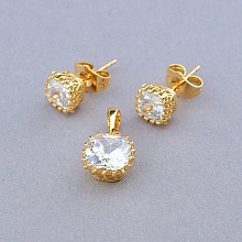картинка Серьги+Кулон 'XUPING' Фианит  (позолота 18к) от магазина Wolves