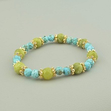 картинка Браслет 'SUNSTONES' Жадеит Бирюза Фианит 17 см от магазина Wolves