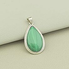 картинка Кулон Малахит 32х19мм (Серебро(925)) от магазина Wolves