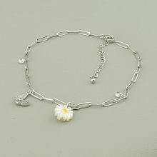 картинка Браслет на ногу 'Saiya' Фианит 24 см (родий) от магазина Wolves