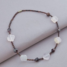 картинка Подвеска 'SUNSTONES' Гранат Розовый кварц 39 см от магазина Wolves