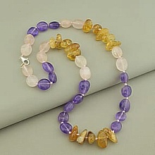 картинка Бусы 'SUNSTONES' Цитрин Розовый кварц Аметист 62 см от магазина Wolves