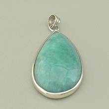 картинка Кулон с амазонитом в форме капли в оправе 40x20 мм от магазина Wolves