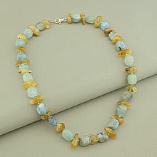 картинка Бусы 'SUNSTONES' Цитрин Аквамарин 48 см от магазина Wolves