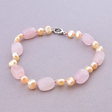 картинка Браслет Жемчуг Розовый кварц 22 см от магазина Wolves