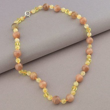 картинка Бусы 'SUNSTONES' Солнечный камень Волосатик Чешский хрусталь 50 см от магазина Wolves