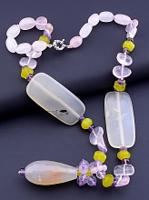 картинка Бусы Агат Розовый кварц Пренит 58 см от магазина Wolves