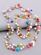 картинка Бусы+Браслет Жемчуг Коралл Чешский хрусталь 45 см от магазина Wolves