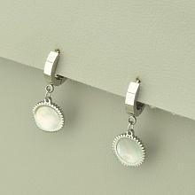 картинка Серьги 'Stainless Steel' Перламутр (родий) от магазина Wolves