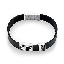 картинка "Браслет кожаный с элементами  посеребренного металла от магазина Wolves