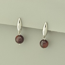 картинка Серьги медные, бордовые, бычий глаз, родий, 'SUNSTONES' от магазина Wolves