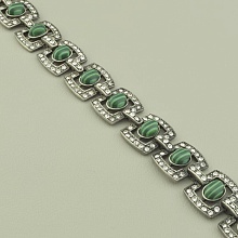 картинка Браслет Малахит Фианит 19 см от магазина Wolves