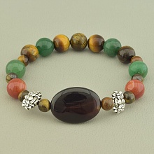 картинка Браслет 'SUNSTONES' Нефрит Тигровый глаз Сердолик 19 см от магазина Wolves