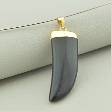 картинка Кулон в форме клыка Агат черный 40x14 мм от магазина Wolves