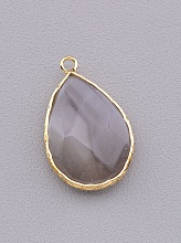 картинка Кулон Агат серый в оправе 30х18 мм от магазина Wolves