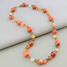 картинка Бусы 'SUNSTONES' Сердолик Чешский хрусталь 61 см от магазина Wolves