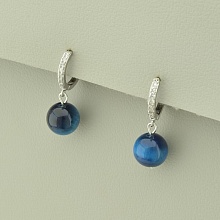 картинка Серьги 'SUNSTONES' Кошачий глаз  (родий) от магазина Wolves