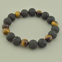 картинка Браслет 'SUNSTONES' Лава Тигровый глаз 19 см от магазина Wolves