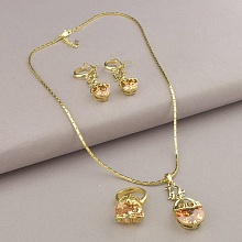 картинка Набор Подвеска+Кольцо+Серьги 'Winniana' Фианит 45 см (позолота 18к) от магазина Wolves