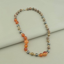 картинка Бусы из Гематита, Яшмы, Сердолика 'SUNSTONES' 55 см от магазина Wolves