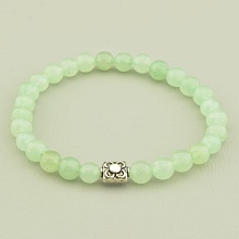 картинка Браслет металлический с нефритом, зеленый, на резинке 'SUNSTONES' 17 см от магазина Wolves