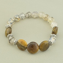 картинка Браслет на резинке из агата и тигрового глаза SUNSTONES от магазина Wolves