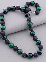 картинка Бусы 'SUNSTONES' Кошачий глаз Лава 45 см от магазина Wolves