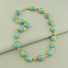 картинка Бусы из Яшмы с Бирюзой, голубые, на карабине 'SUNSTONES' 66 см от магазина Wolves
