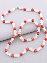 картинка Бусы+Браслет 'SUNSTONES' Яшма Розовый кварц 55 см от магазина Wolves