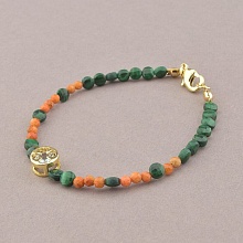картинка Браслет 'SUNSTONES' Малахит Коралл 17 5 см от магазина Wolves