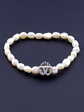 картинка Браслет 'SUNSTONES' Жемчуг 19 см (родий) от магазина Wolves